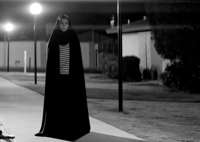 A girl walks home alone at night